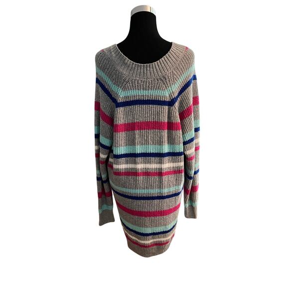 NWT A.N.A. Womens Gray Multicolor Striped V-Neck Pullover Sweater L MSRP $44 - Picture 3 of 16